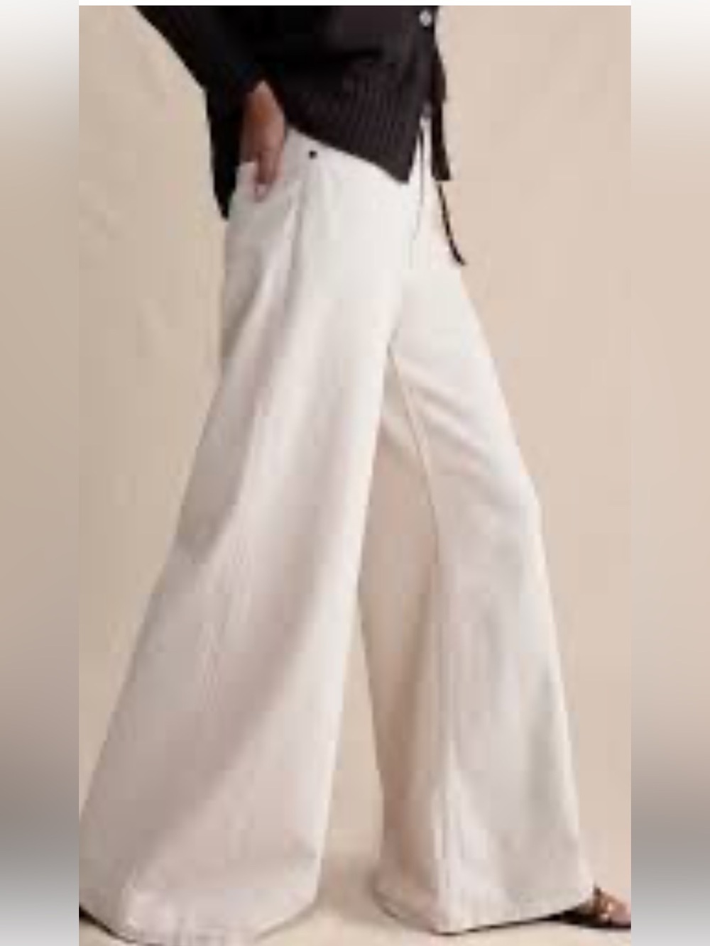 Banana Republic High Rise Wide Leg Palazzo Jeans Ecru Linen Blend 29 NWT